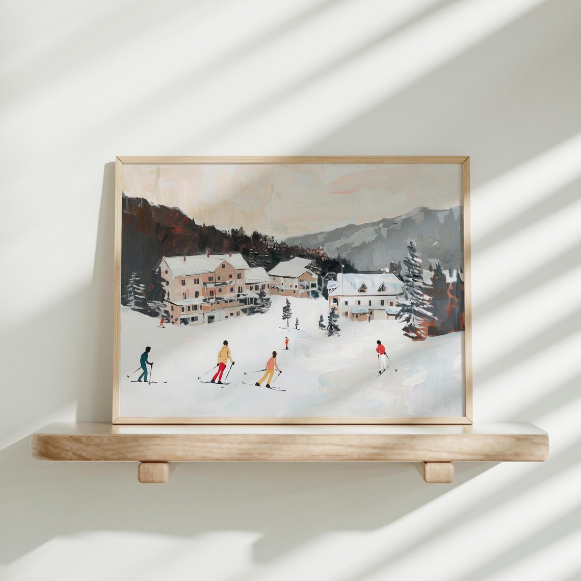 Retro Ski Resort Vintage Winter Landscape Art Print