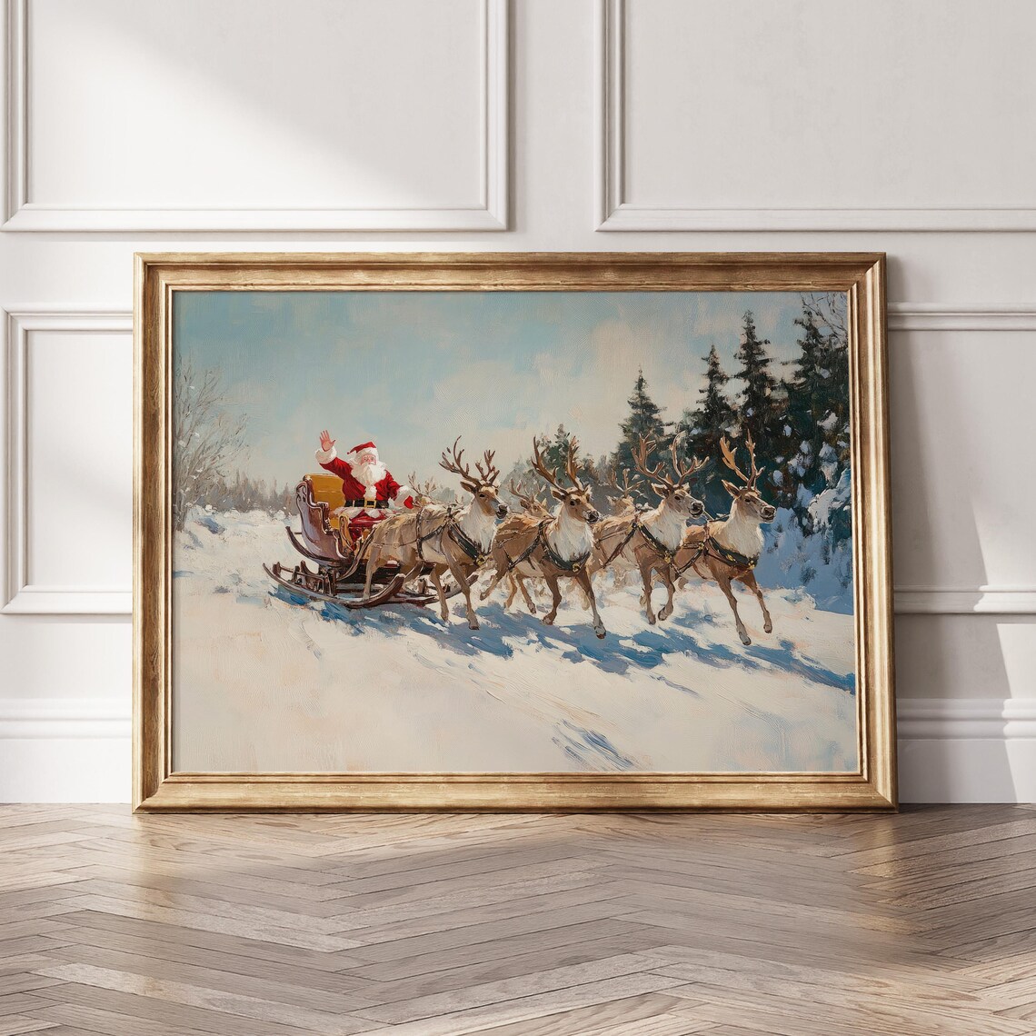 Santa Claus Christmas Art Print, Vintage Holiday Decor - Image 4