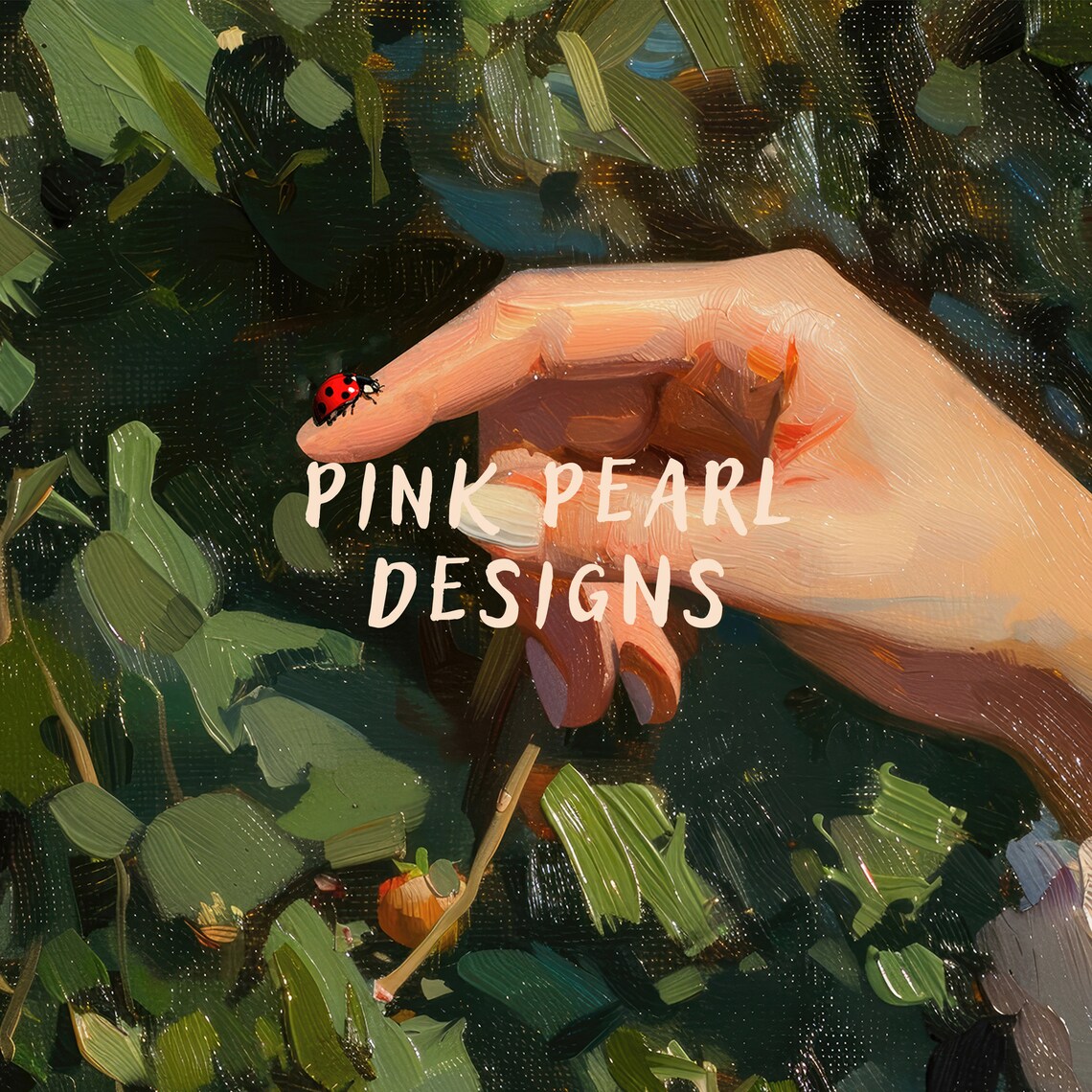Ladybug On Finger Garden Oil Painting Vintage Wall Art Print - Image 8