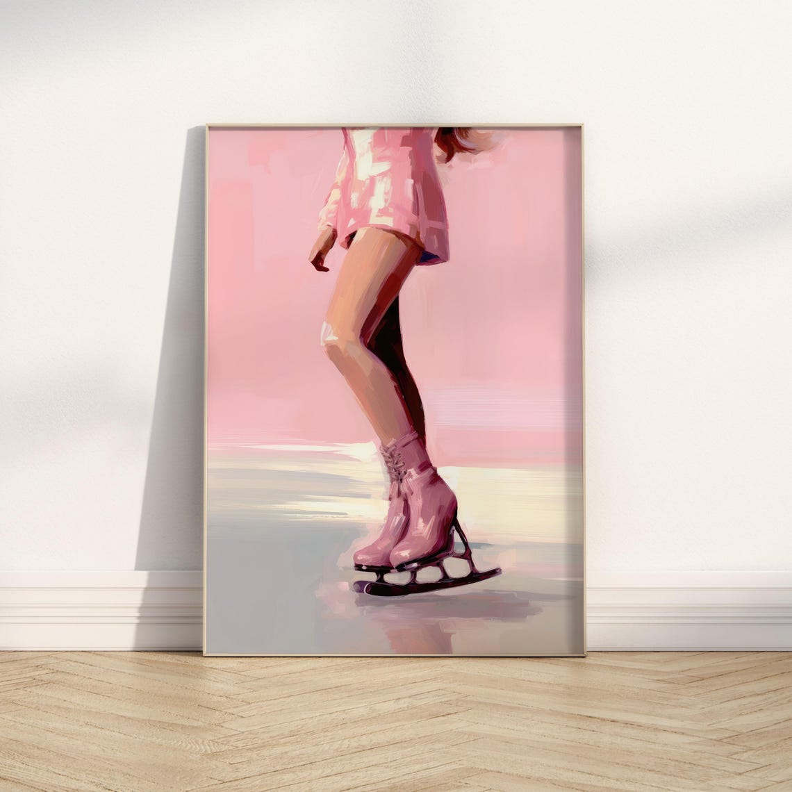Pink Figure Skater Gliding On Ice Winter Style Wall Art Poster - Image 2