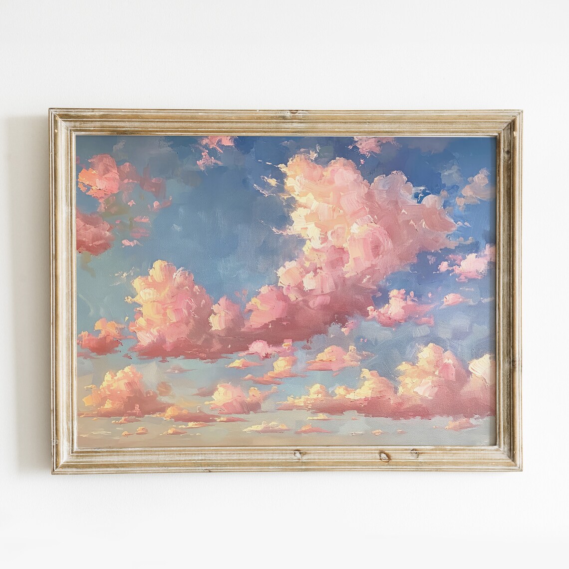 Pink Clouds Spring Sky Poster, Preppy Room Decor