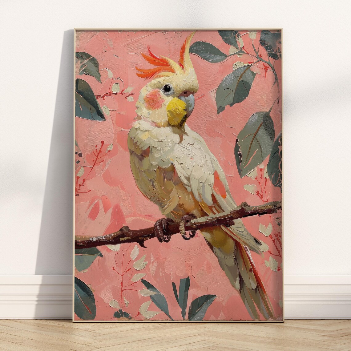 Cockatiel Pink Summer Bird Art Print, Preppy Decor - Image 5