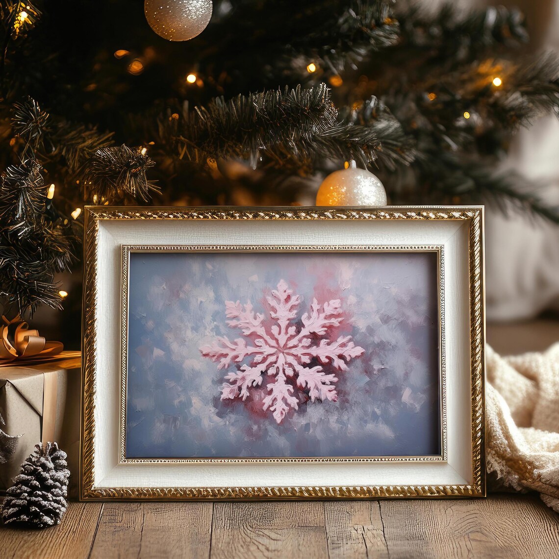 Pink Snowflake Preppy Winter Christmas Art Print