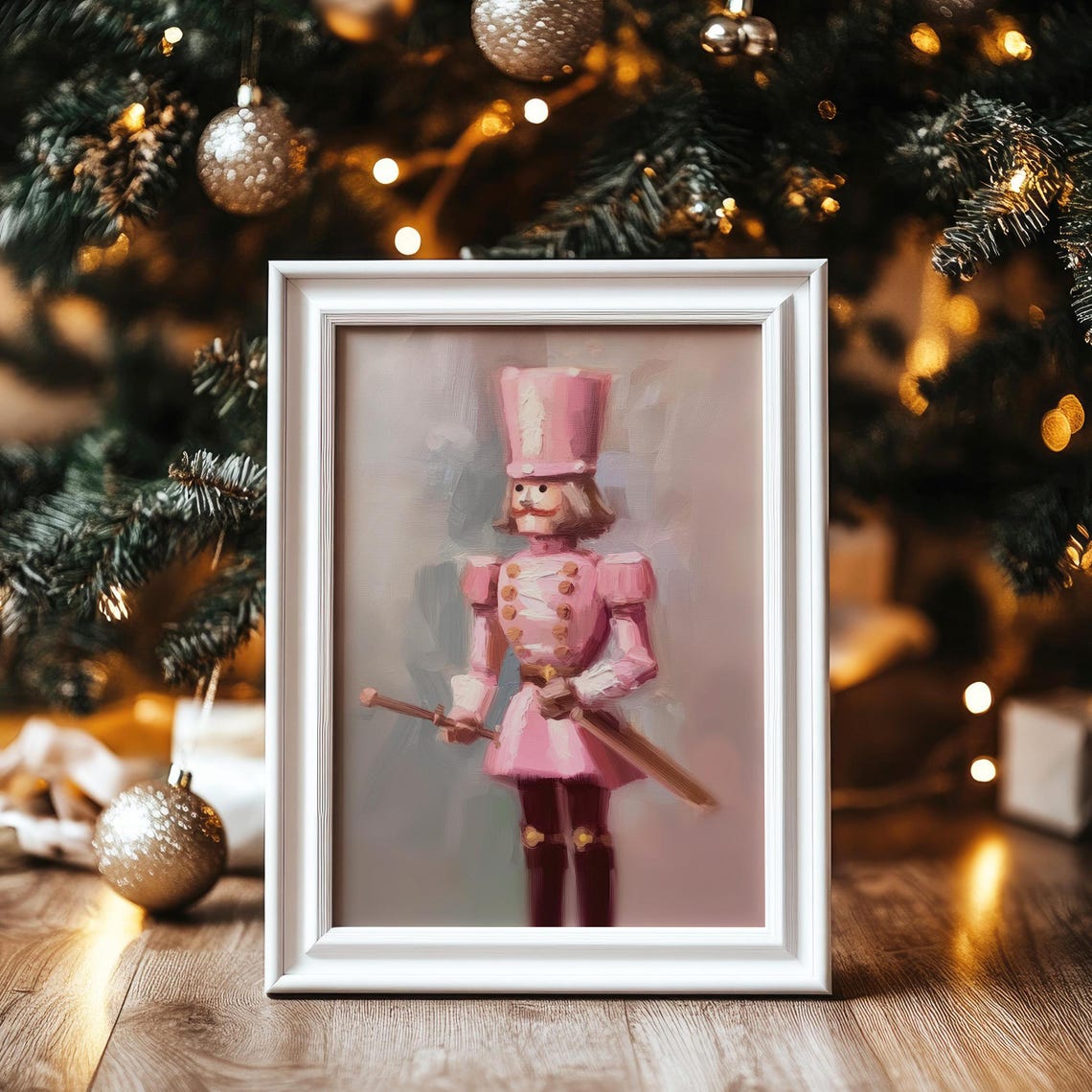 Pink Nutcracker Soldier Toy Portrait Christmas Wall Art Poster - Image 6
