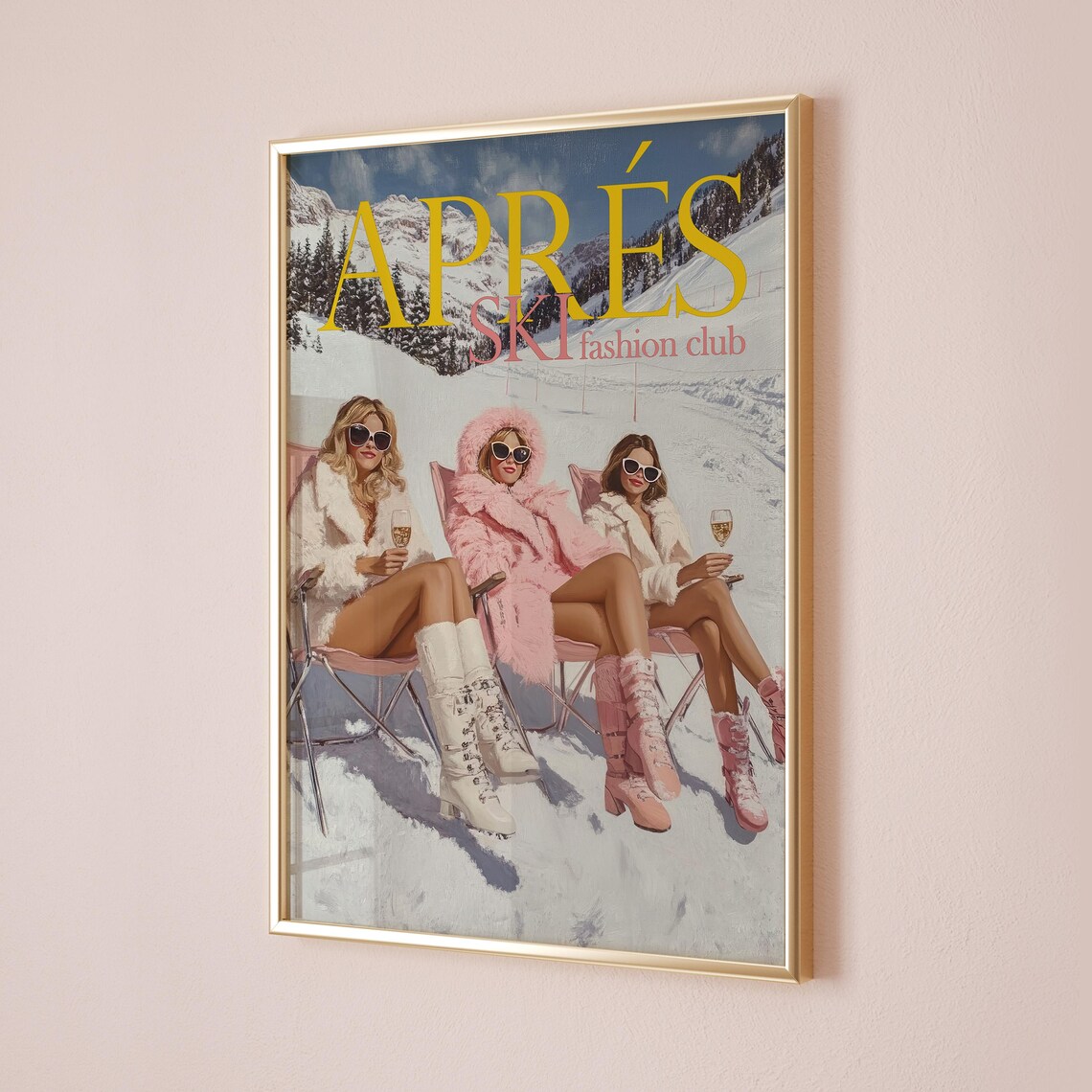 Apres Ski Girly Vintage Ski Poster, Preppy Lodge Decor - Image 3