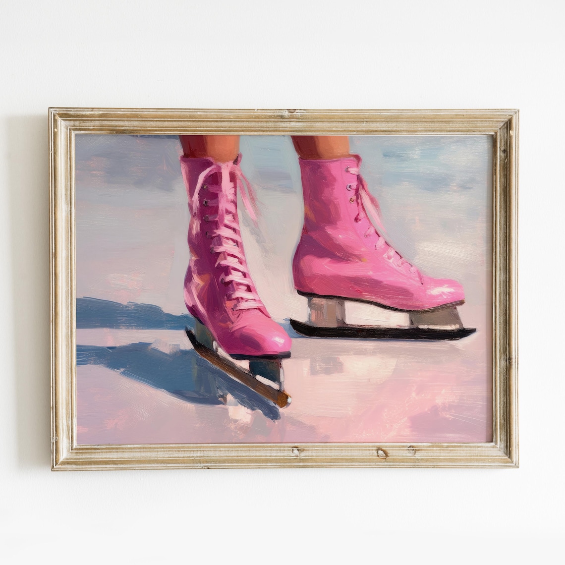Pink Ice Skates Vintage Winter Art Print