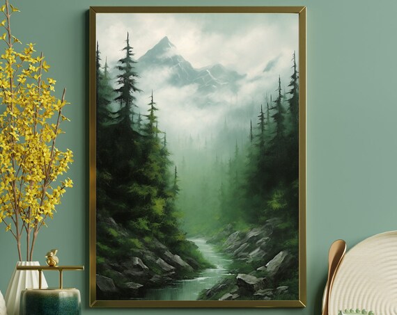 Mountain Vista Art Print, Mossy Green Forest