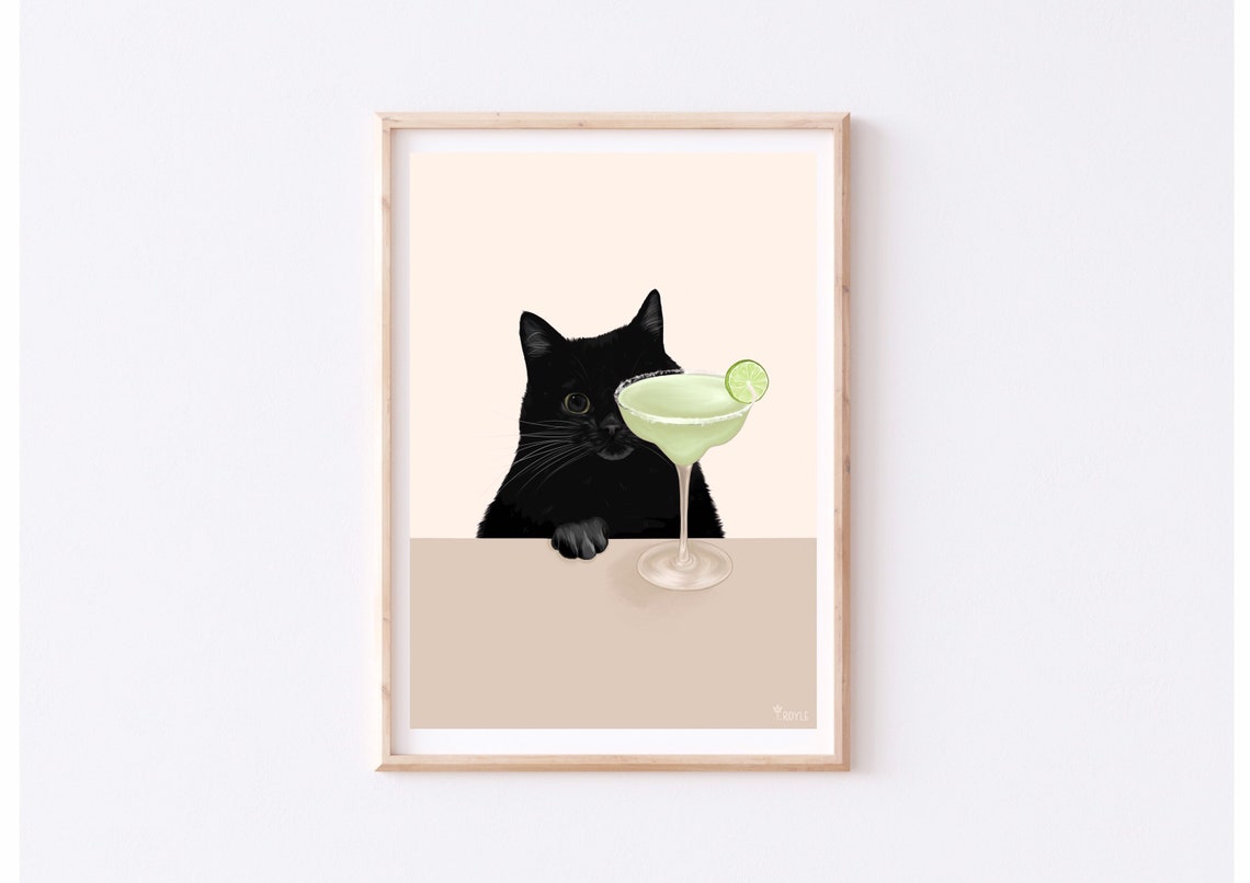Cocktail Cat - Retro Travel Poster - Image 3