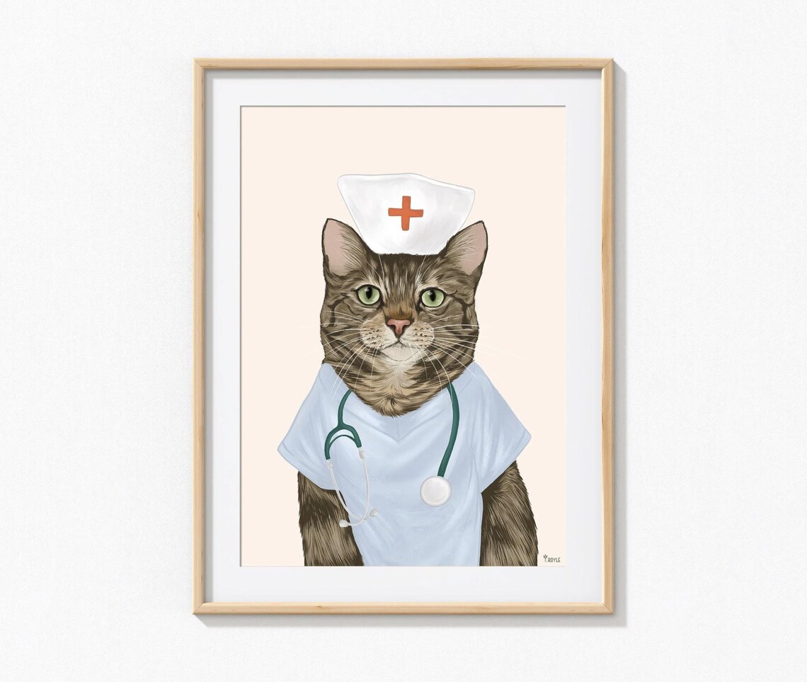 Nurse Cat Contemporary Travel Poster - Image 2