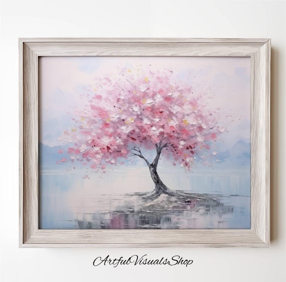 Cherry Blossom Tree Print Pink Floral Wall Art For Home Or Office