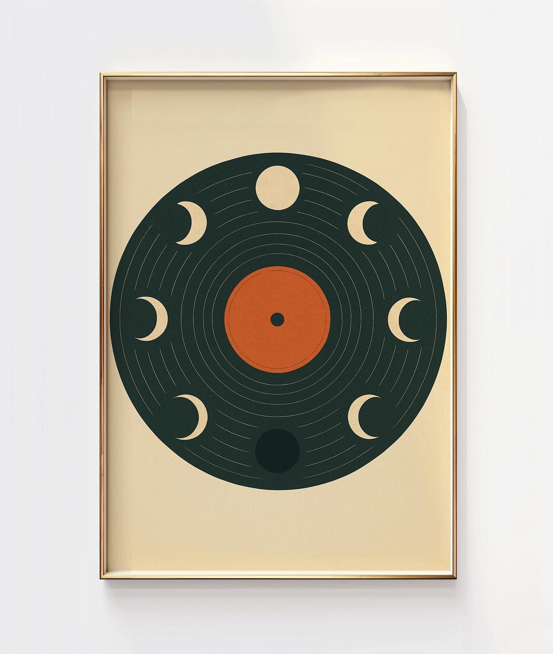 Minimalist Moon Phase Vinyl Print Modern Geometric Wall Art