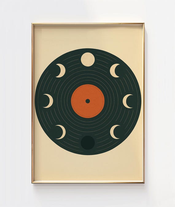 Minimalist Moon Phase Vinyl Print Modern Geometric Wall Art