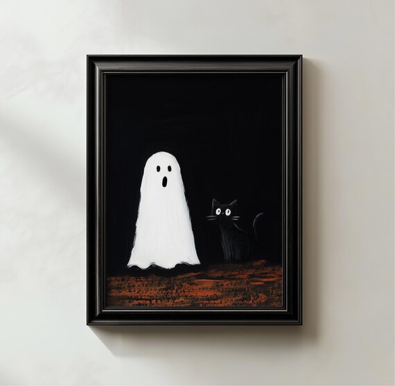 And Black Cat Print Dark Academia Halloween Decor