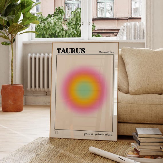 Taurus Aura Print Gradient Zodiac Astrology Wall Art Instant