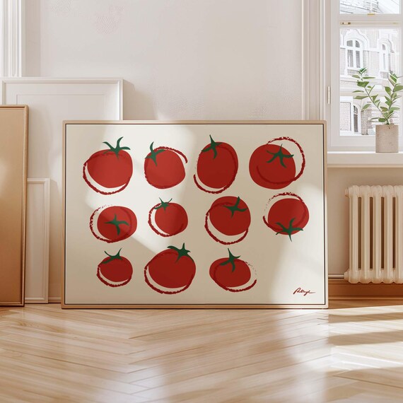 Tomato Print, Vintage Mid-Century Kitchen Art