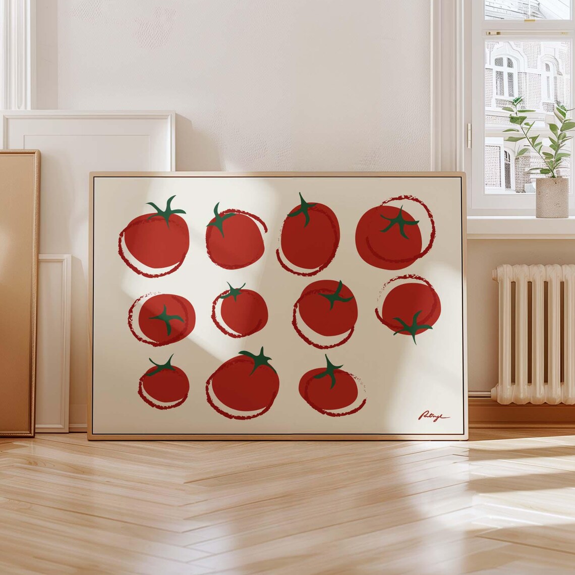 Tomato Print, Vintage Mid-Century Kitchen Art