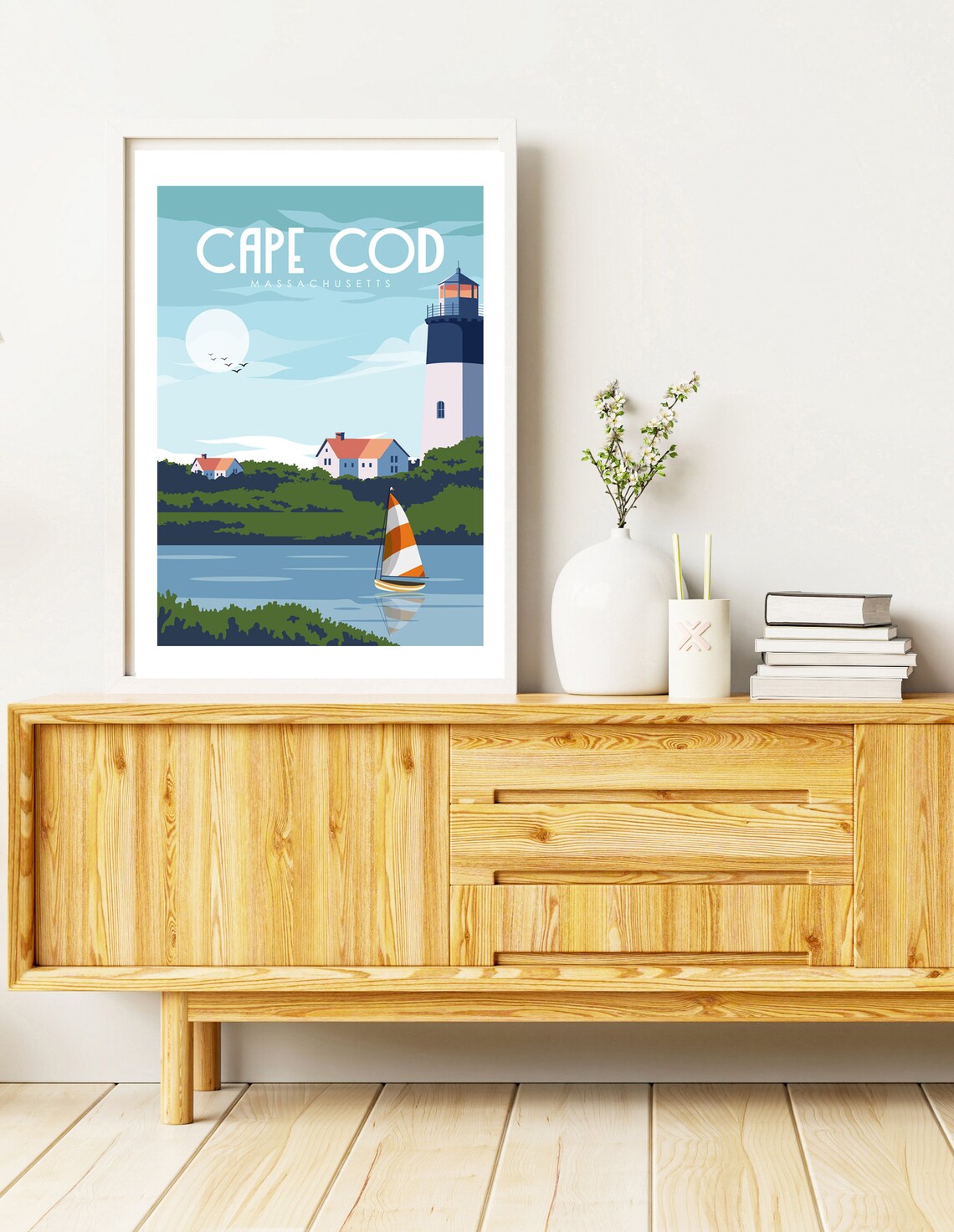 Cape Cod Travel Poster, Massachusetts Coastal Decor - Image 3