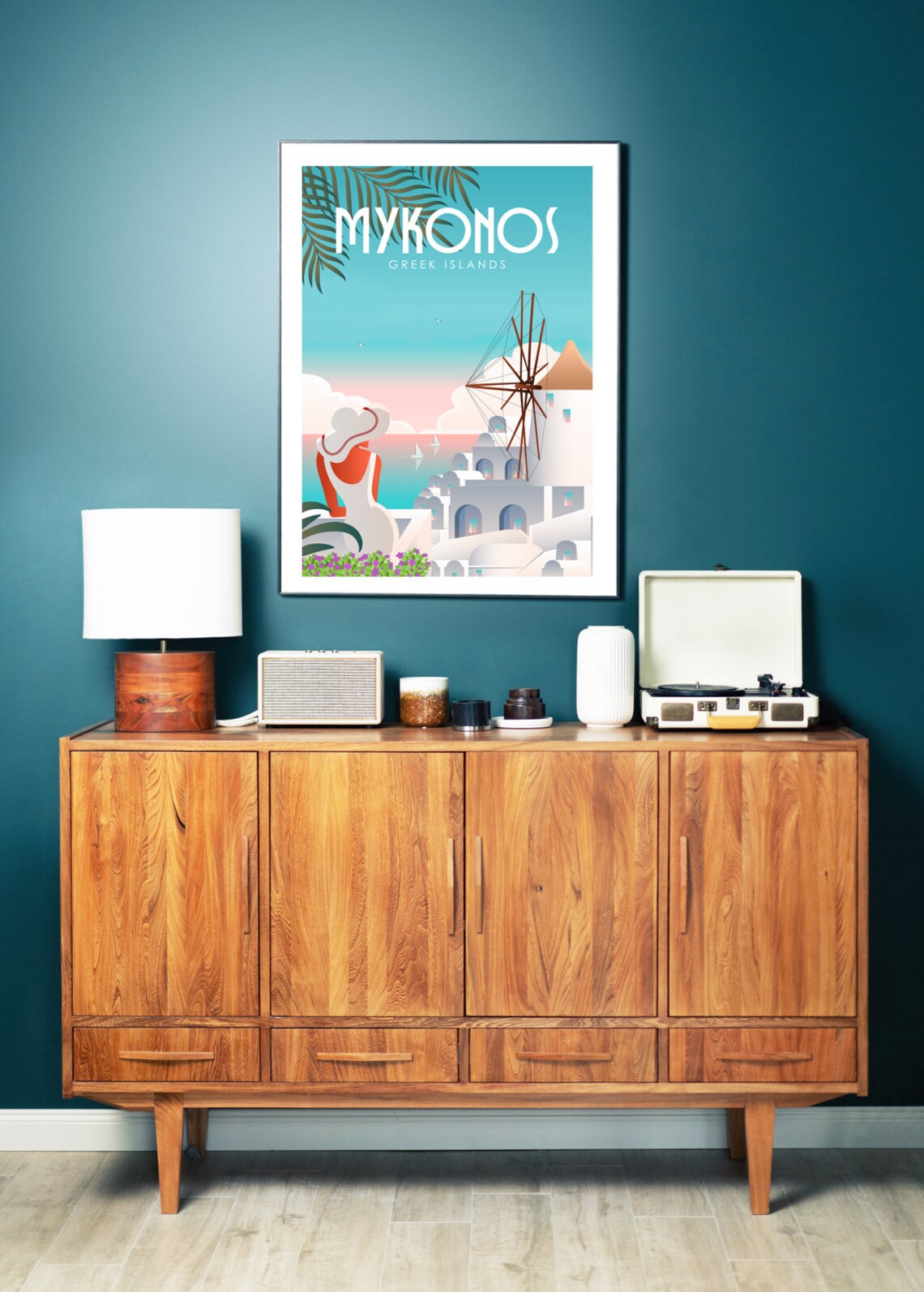 Mykonos Retro Travel Poster, Greek Wall Art - Image 4