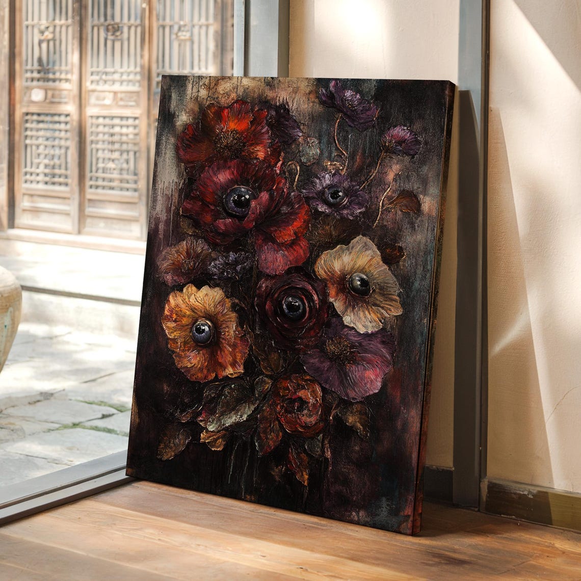 Dark Floral Eyeball Bouquet Gothic Surreal Horror Art Poster