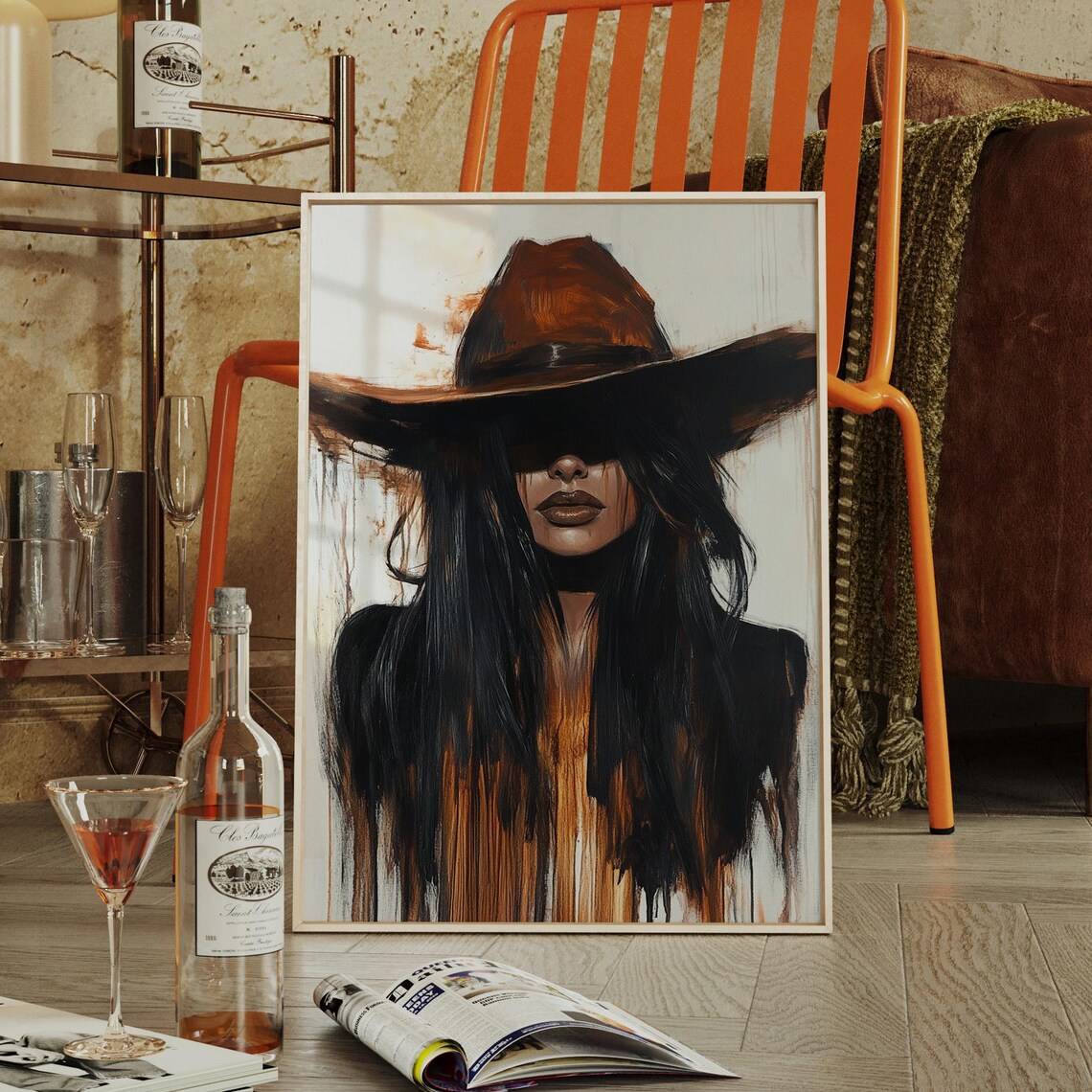 Western Cowgirl, Rustic Country Wall Art Print