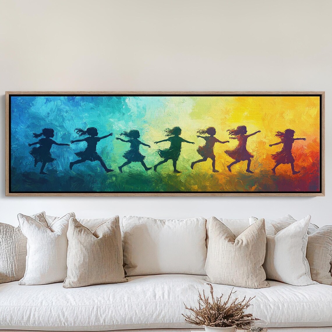 Joyful Children Running Rainbow Silhouette Kids In Motion Poster - Image 7