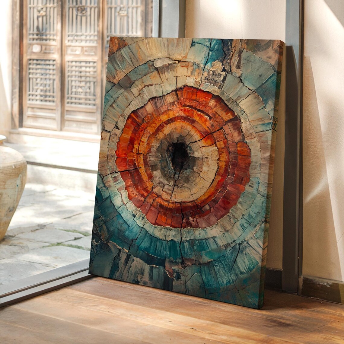 Petrified Wood Abstract Tree Ring Rustic Nature Art Print