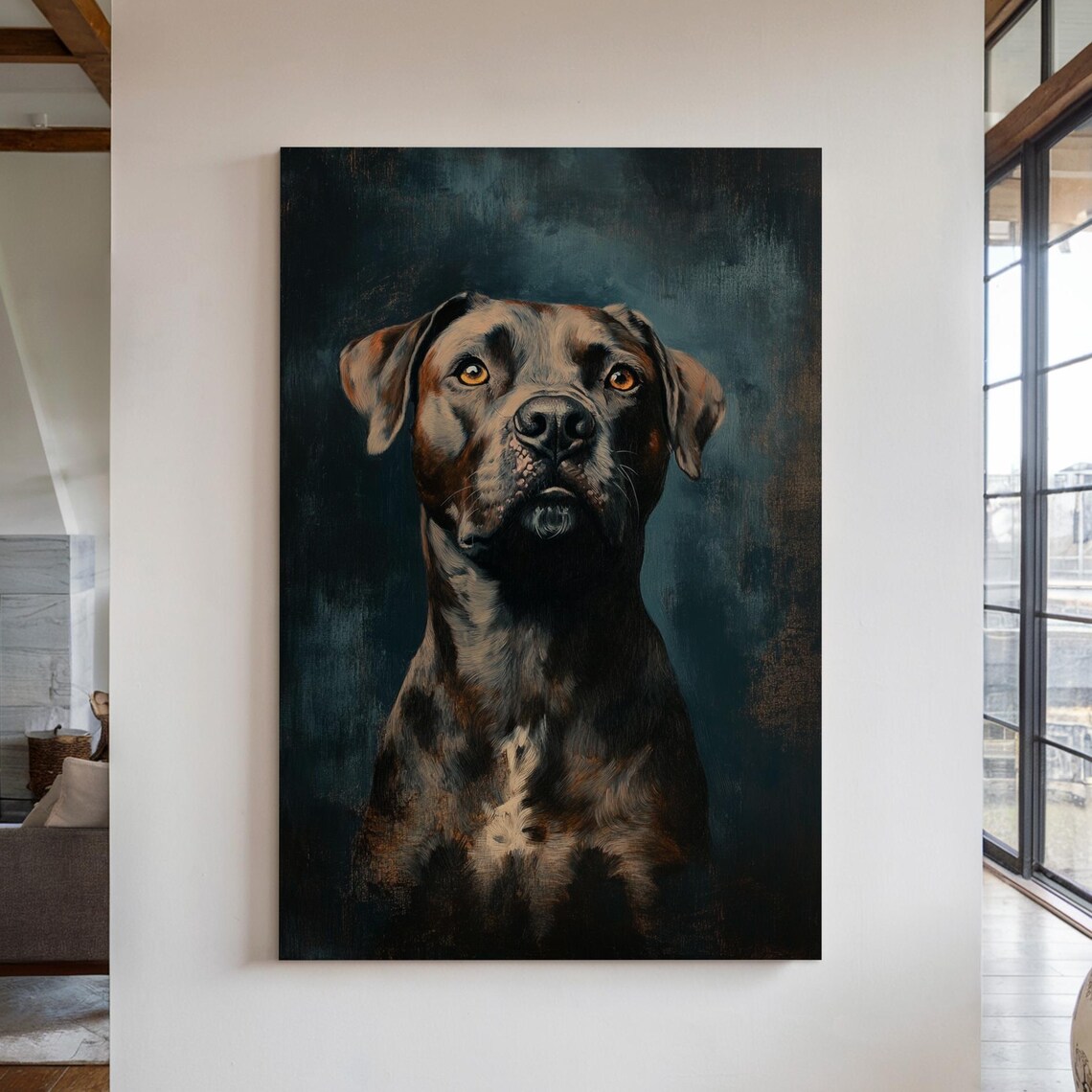 Dark Brindle Mastiff Dog Portrait Vintage Oil Painting Style Poster - Image 5