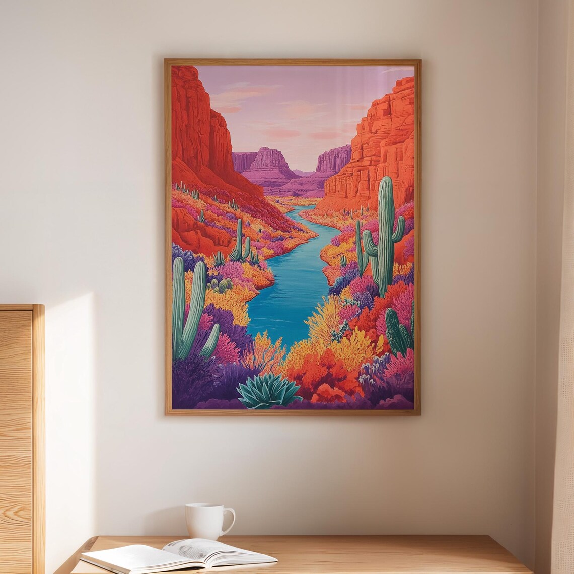 Desert Canyon River Art Print, Southwest Landscape