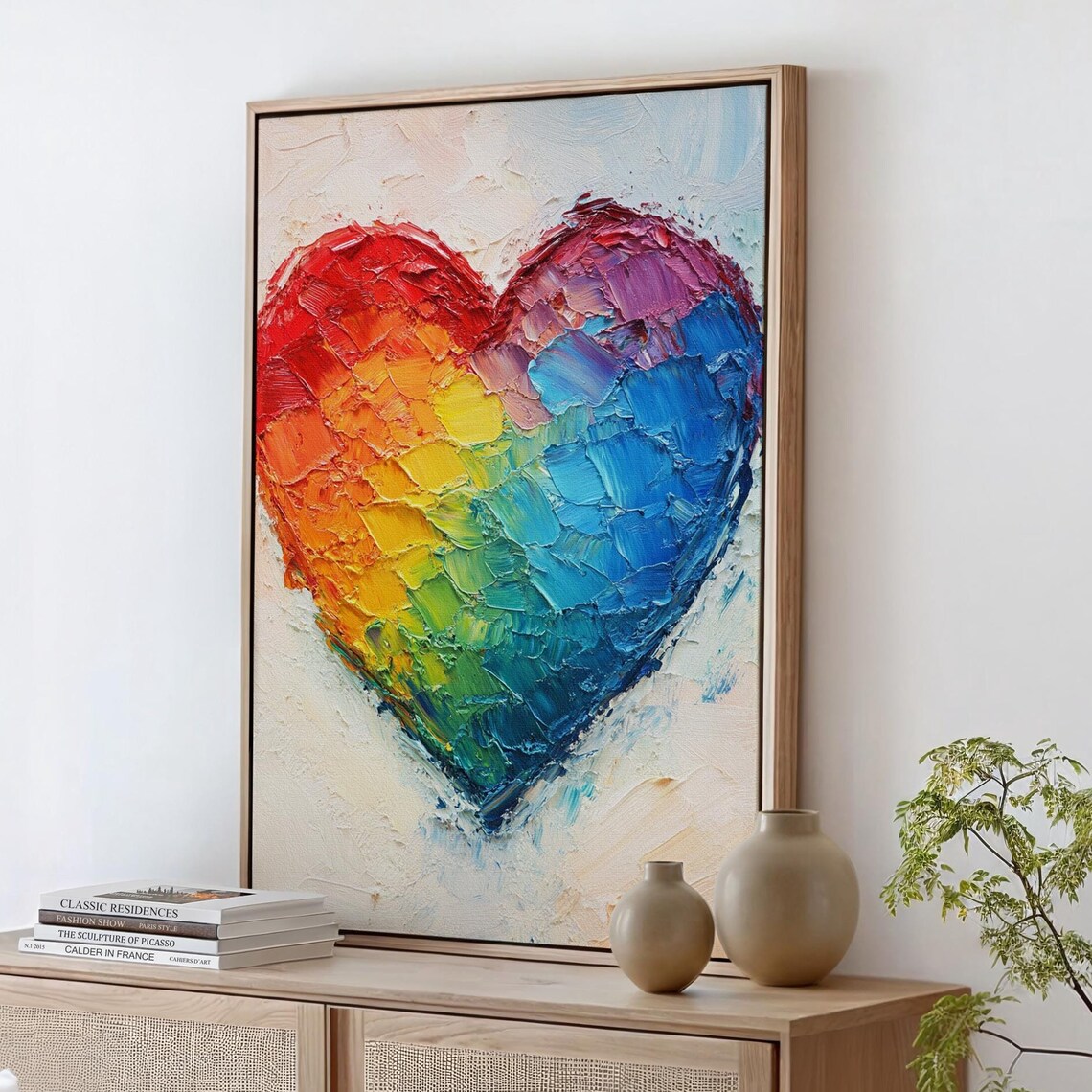 Rainbow Heart Abstract Art Print, Modern Decor