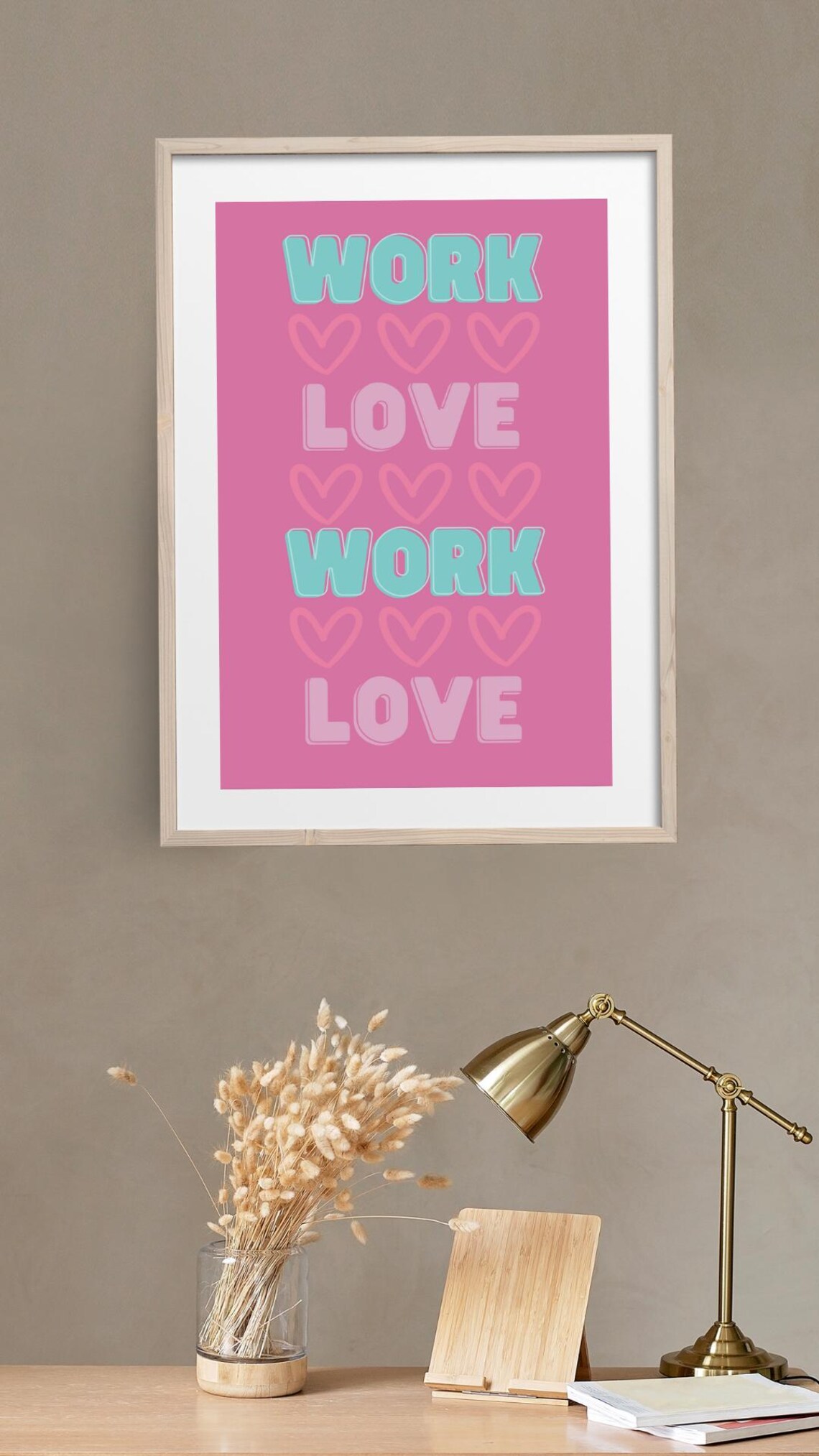 Work Love Pink Motivational Office Wall Art - Image 3