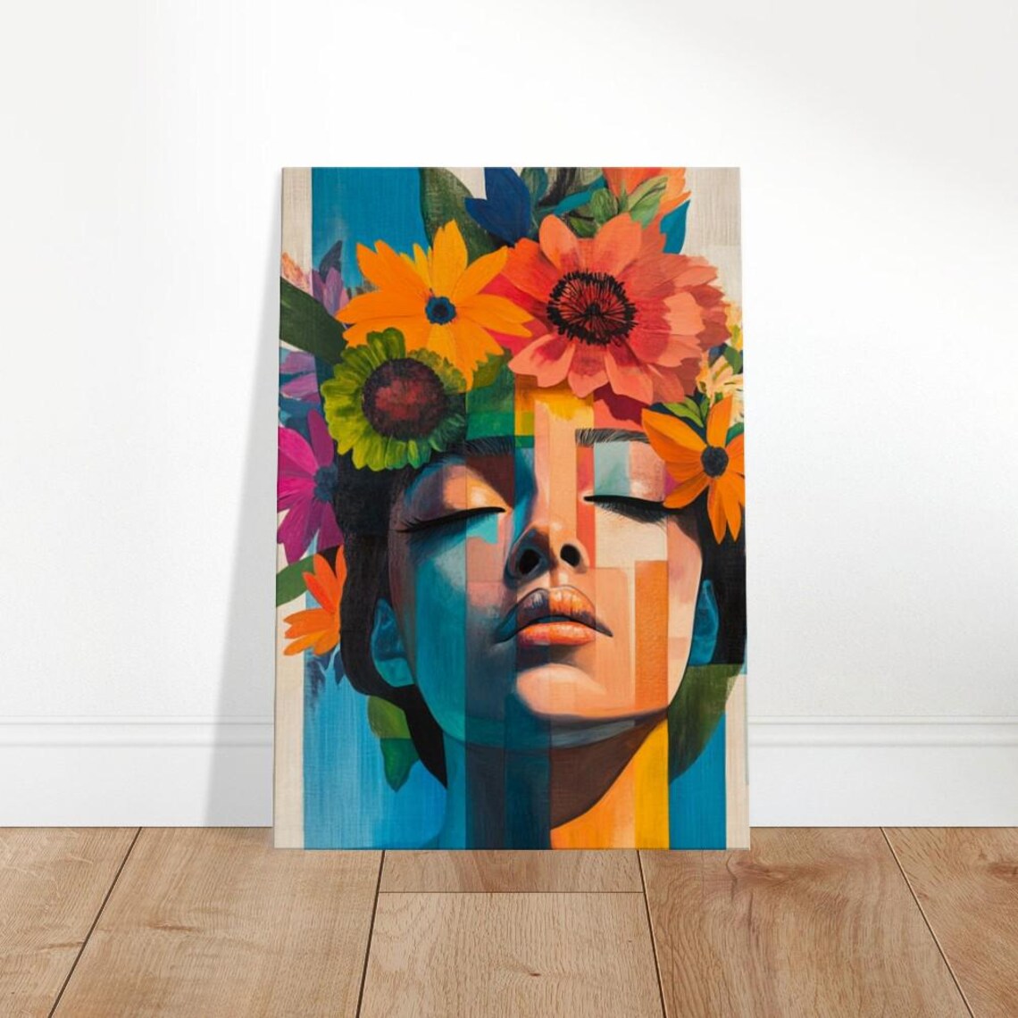 Abstract Floral Woman Canvas Art Vibrant Modern Wall Decor The Contemporary Collection