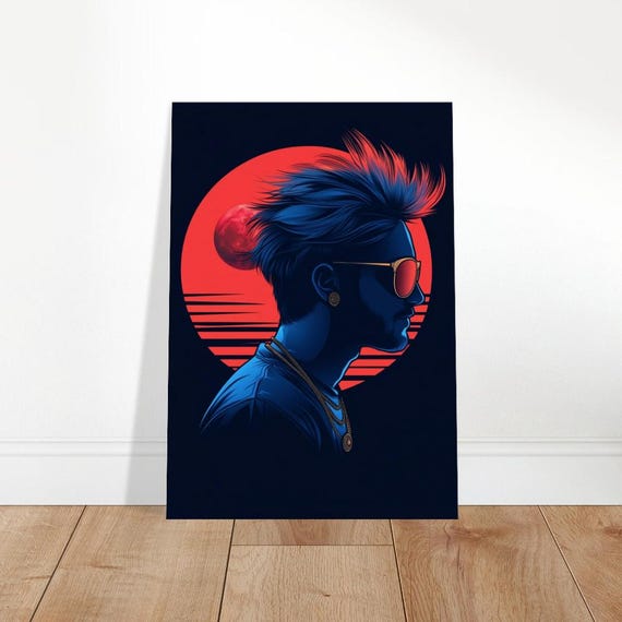 Neon Sunset Modern Canvas Art Man Of Light Wall Decor The Contemporary Collection