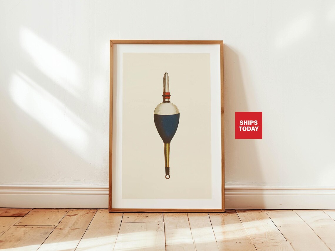 Retro Fishing Bobber Art Print, Cabin Wall Decor