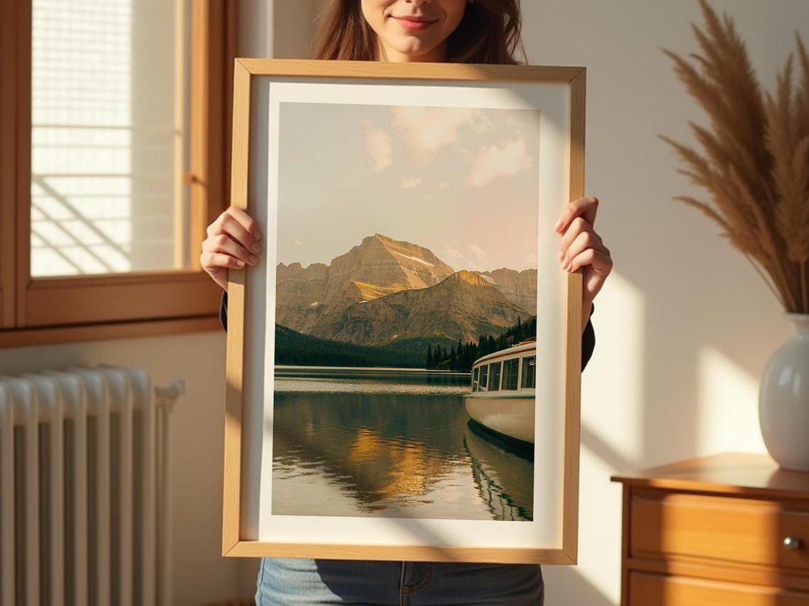 Travel Snapshot Montana Print Montana Art Wall Decor Lake Josephine Montana Wall Art Gift For Traveler Outdoorsy Us Rustic Scenery - Image 3