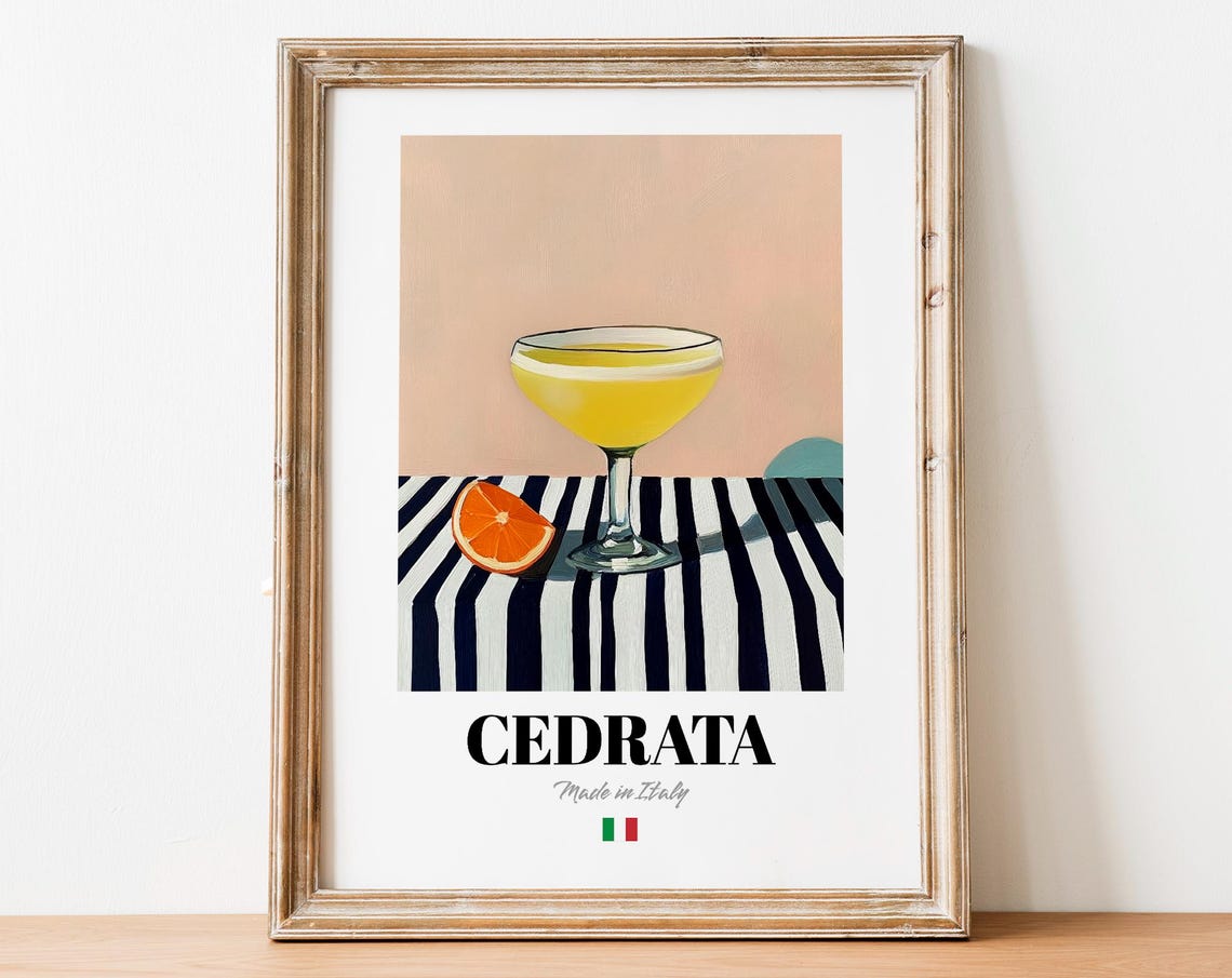 Cedrata Italian Citrus Soda Coupe Cocktail Bar Cart Art Poster