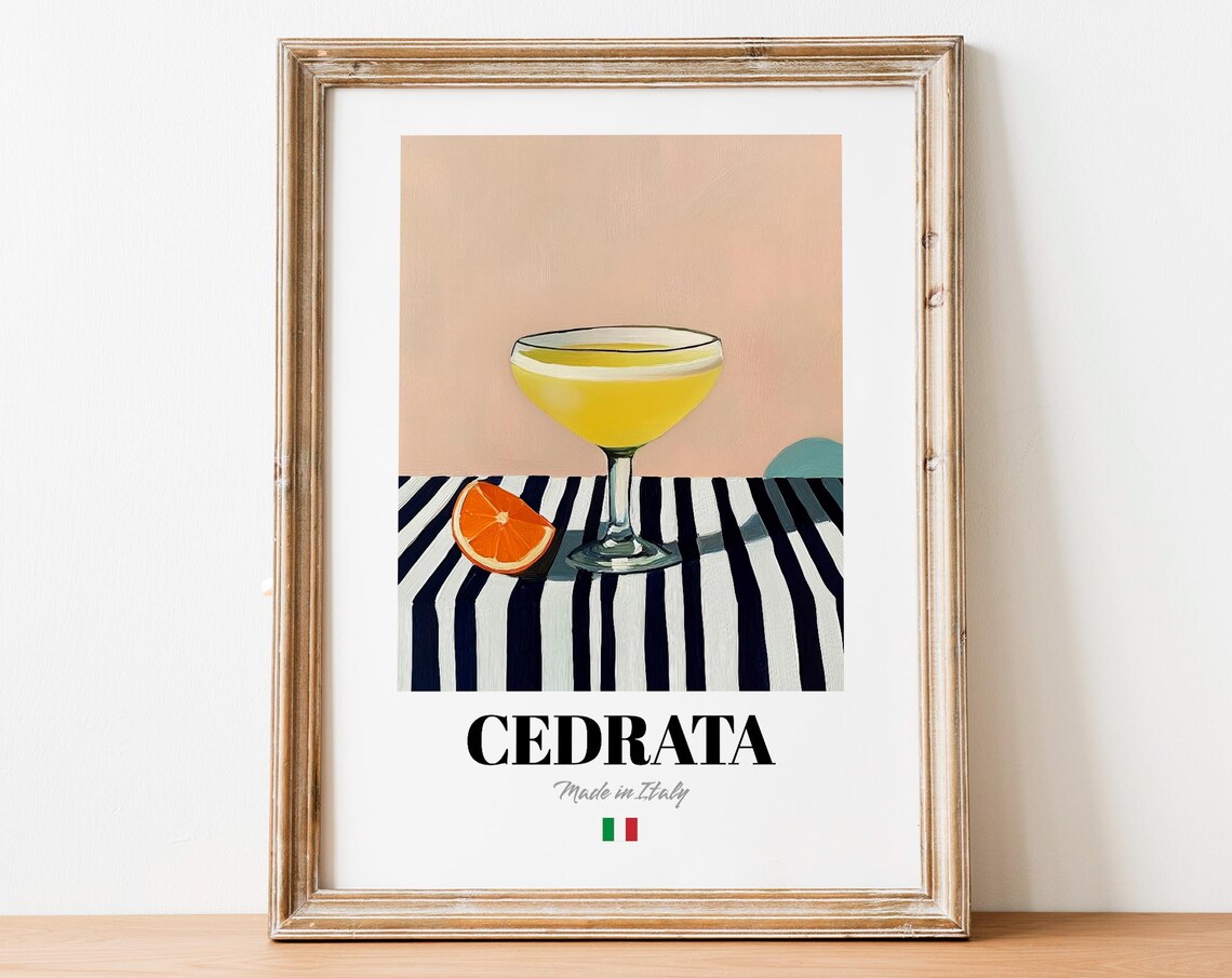 Italian Cedrata Art Print Poster Citrus Soda Artwork For Bars And Homes