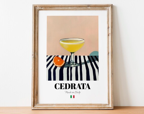 Cedrata Italian Citrus Soda Coupe Cocktail Bar Cart Art Poster