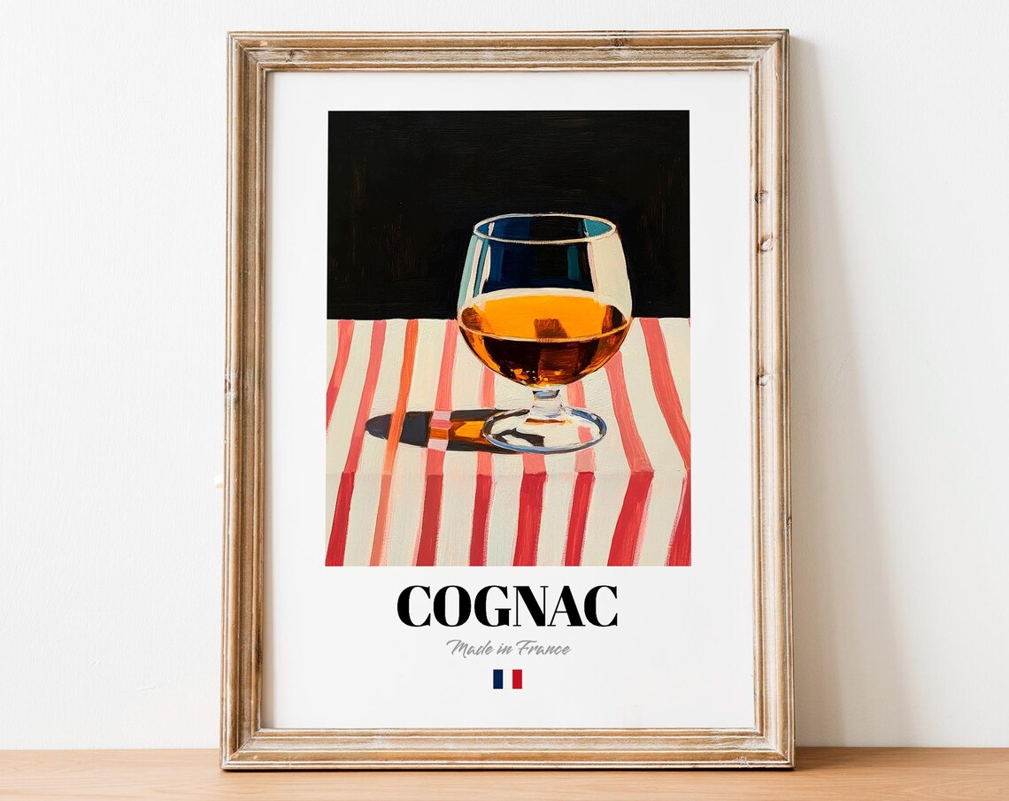 Vintage Cognac Glass Print Poster Spirit Art For Homes And Restaurants