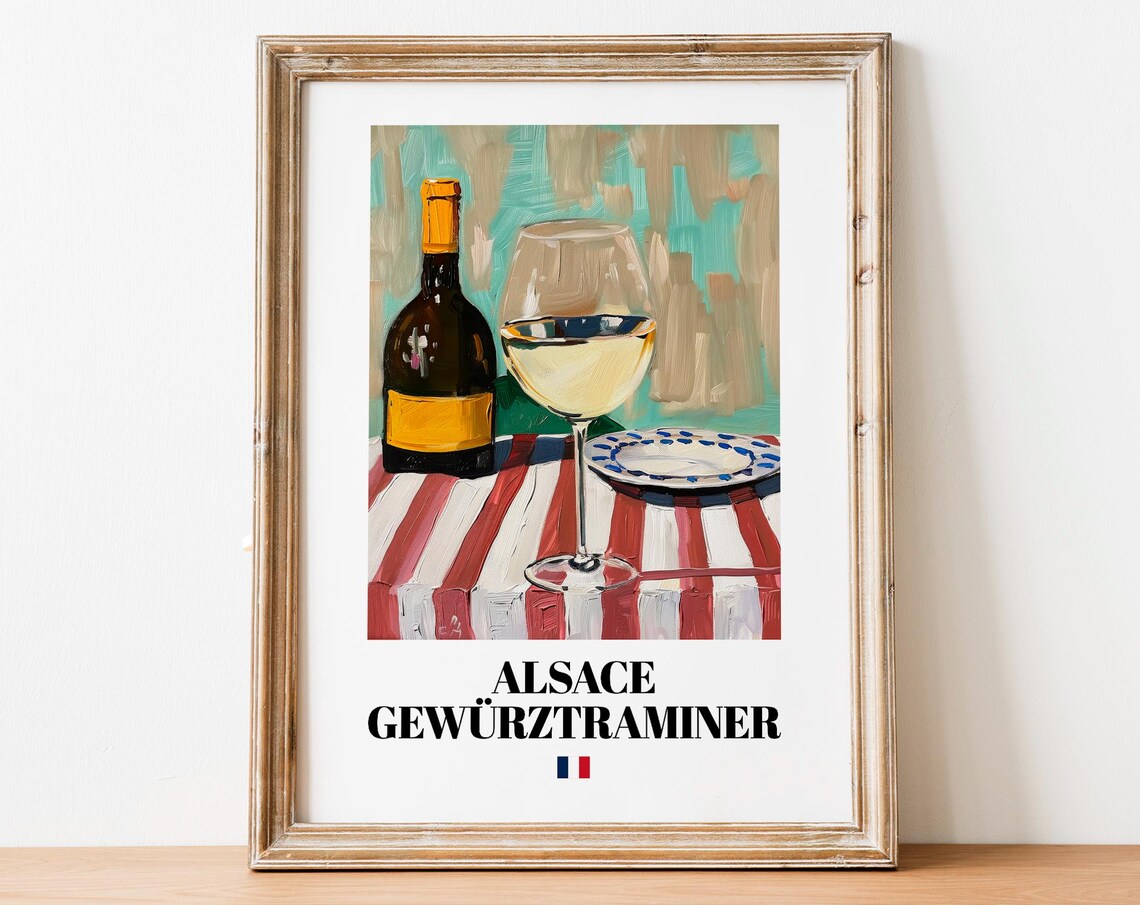 French Gewrztraminer Artwork, White Wine Art Print