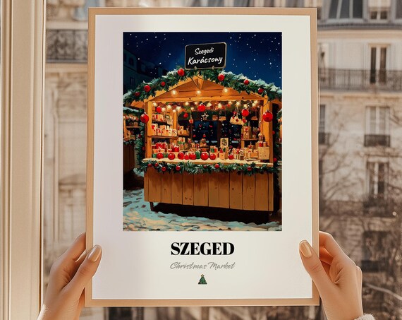 Szeged Hungary Christmas Market Wall Art Print Poster Karcsonyi Ajndk Szegedi Karcsony