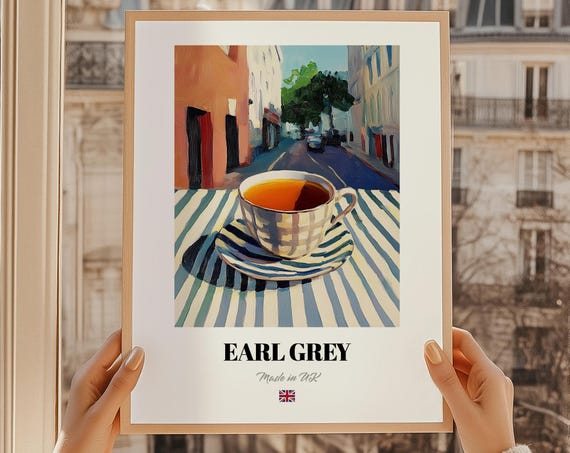 Earl Grey English Tea Poster Bar Dcor Wall Art Britishfriend Gift Dining Room
