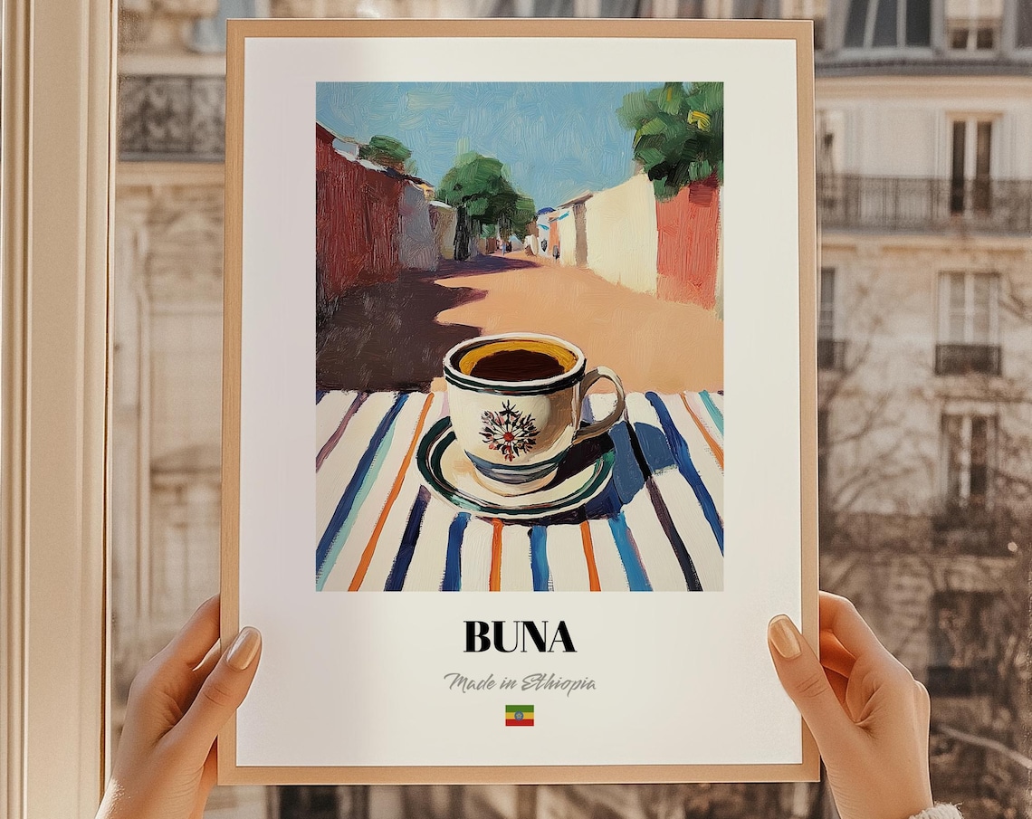 Buna Ethiopian Coffee Poster, Dining Room Art Print
