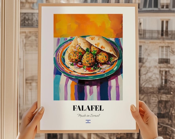 Falafel Wall Art Print Poster Israeli Cuisine Fried Chickpea Balls Friend Gift Israel Cafe