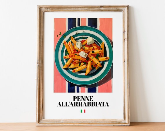Penne all Arrabbiata with Cheese Italian Pasta Food Art Kitchen Poster