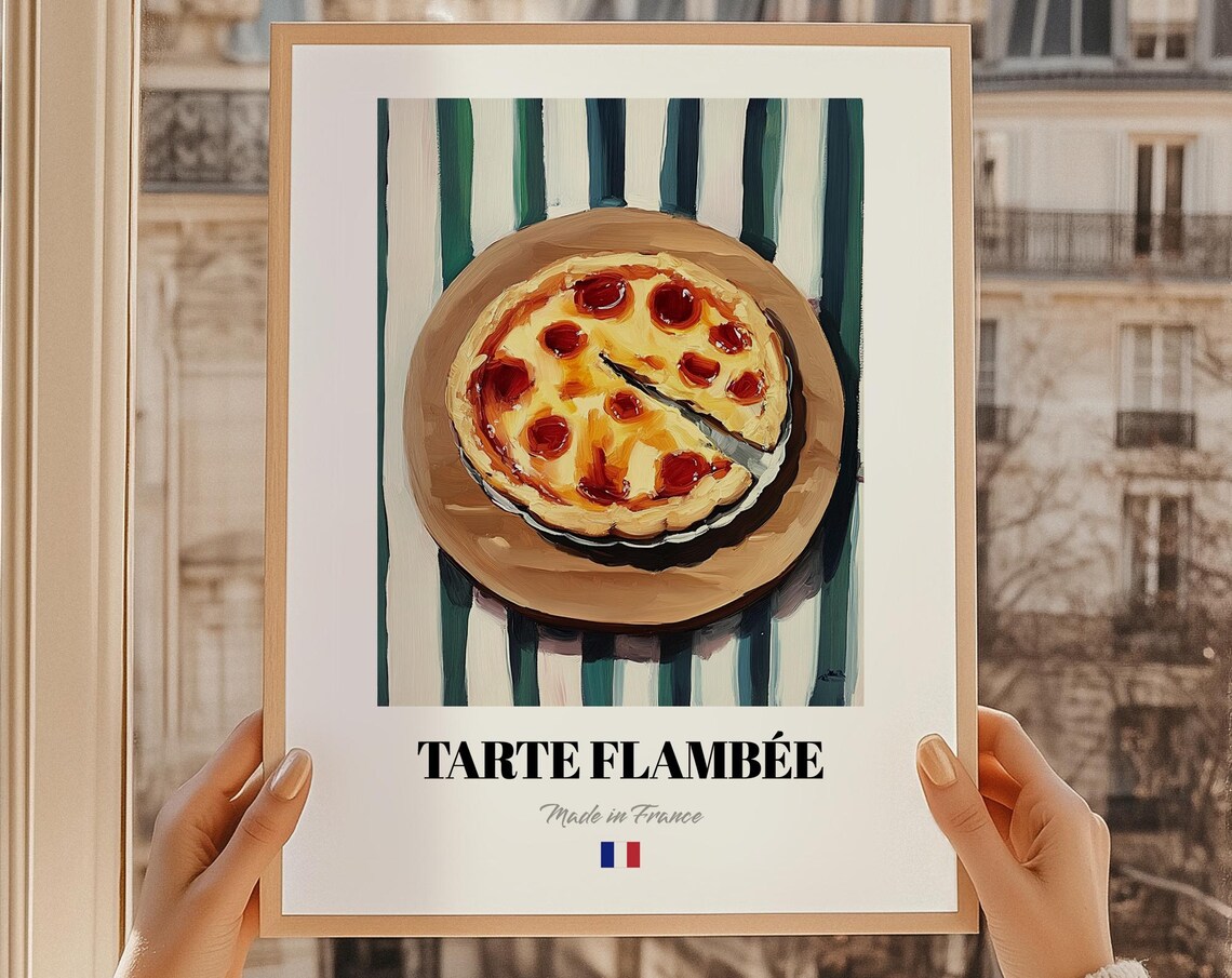Tarte Flambe French Pastry Poster Baking Recipe Book Wedding Menu Buffet Bakery Backdrop Kitchen Wall Art
