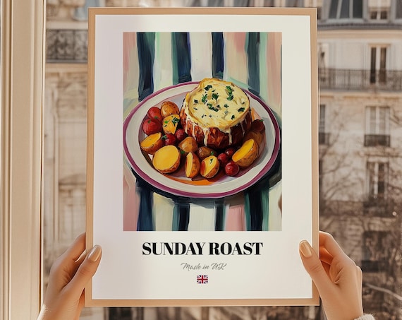 Sunday Roast British Roast Beef Dinner Painting Kitchen Food Wall Art