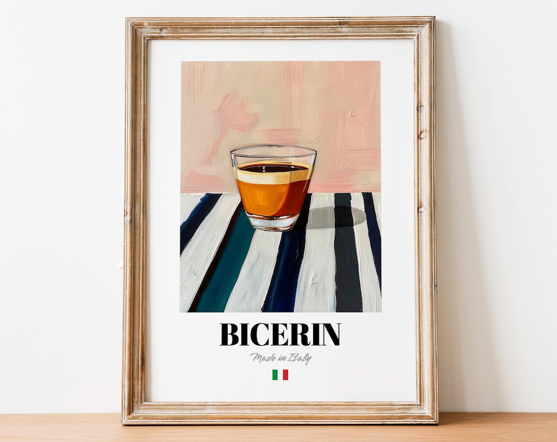 Bicerin Made in Italy Espresso Glass Still Life Painting Poster
