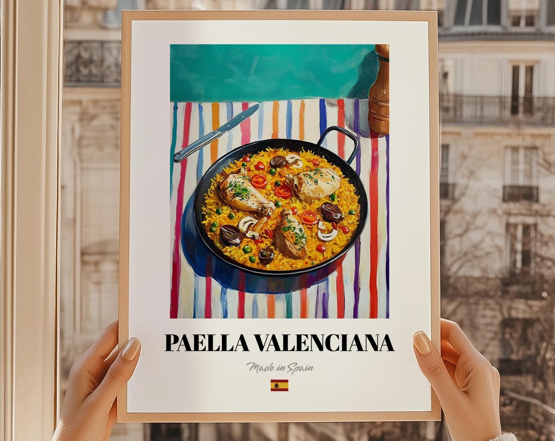 Paella Valenciana Spanish Food Menu Print, Kitchen