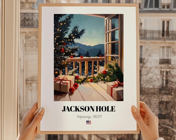 Jackson Hole Wyoming Usa Ski Resort Wall Art Print Poster Christmas Gift