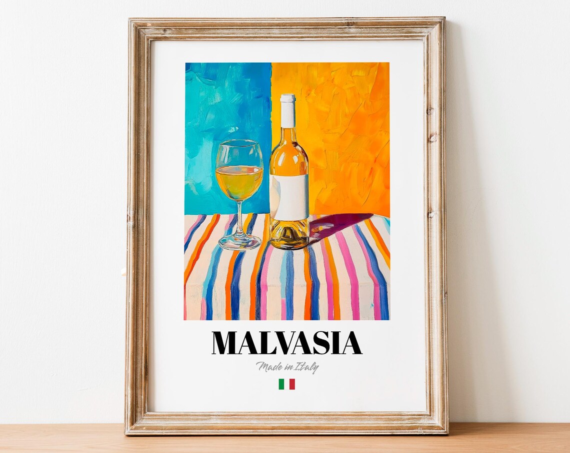 Malvasia Wall Art Print Poster Aromatic Italian Wine Artwork For Kitchens